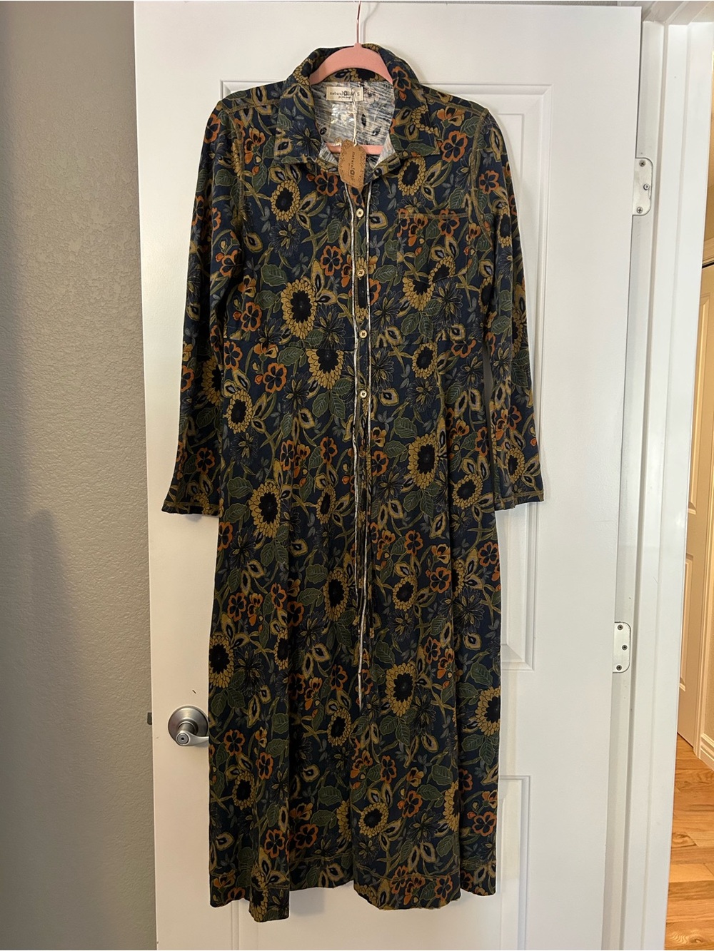 NATURAL LIFE Navy Floral Button-Front Maxi Dress